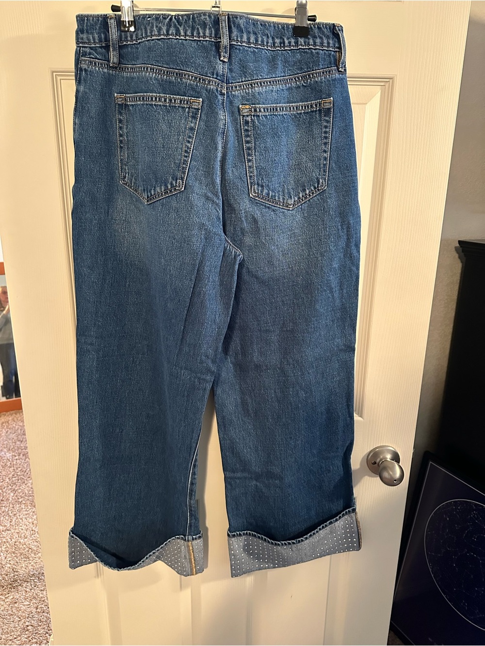LOFT denim jeans in medium blue with embellished accents - Picture 2 of 5